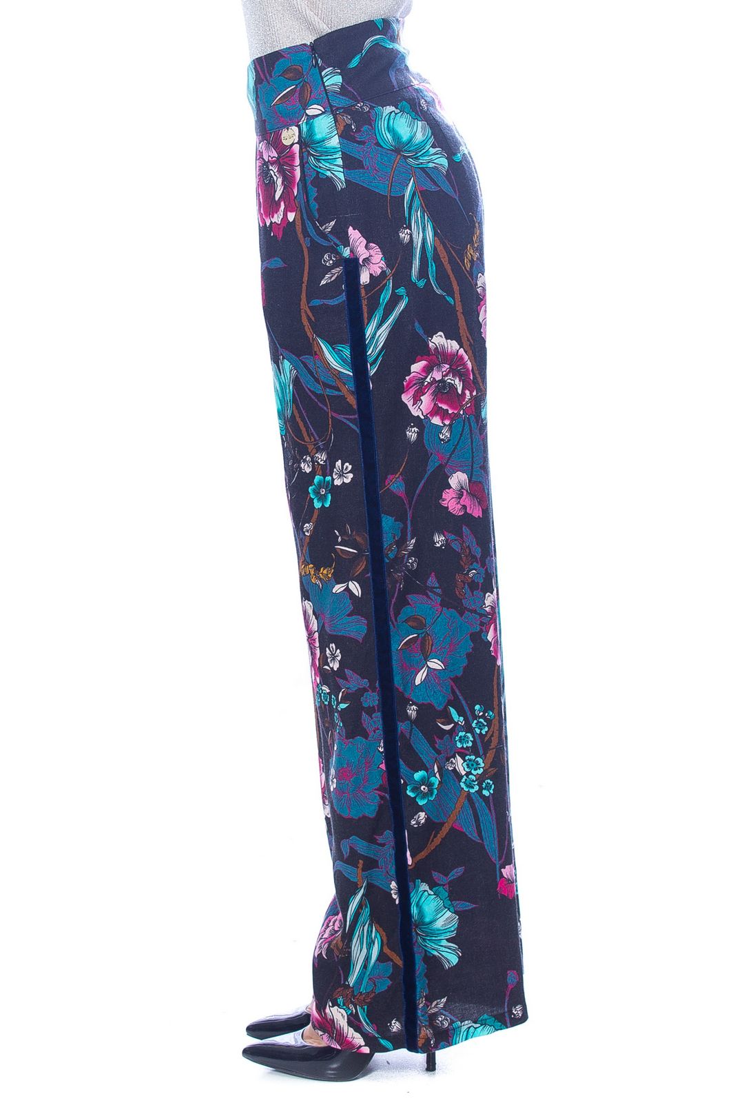 Pantaloni palazzo - NERO/FUXIA/BLU